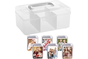 LdawyDE Karteikarten Box, Karteikasten A7, Vokabelkasten mit Durchsichtigen Deckeln Enthält 6 integrierte Aufbewahrungsboxen für bis zu 600 Karten für Lernkarten, Visitenkarten, Notizen Karten