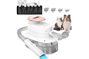 JIGOO Hundeschermaschine mit Staubsauger, Leise Schermaschine Hund Katze, Profi Haustierpflegeset, Tierhaarentferner mit 11 Pflegewerkzeugen, 4L Staubbehälter