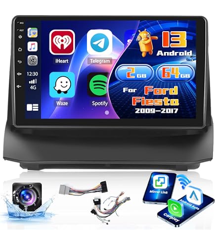 Autoradio Android 15 9" Avec Carplay/Android Auto Sans Fil Pour Ford Fiesta 2006-2011 - 4Go/128Go, GPS, WiFi, Bluetooth, Caméra De Recul