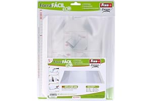 GRAFOPLAS Fixo Cover - Blister de 5 Forra Fácil Eco para Libros 310 x 520 mm, Dispone de Solapa Ajustable y Reposicionable, Polipropileno 70 Micras, Reciclable, Protege tus Libros Escolares Todo el Año