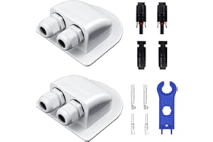 HUAZIZ Blanc Passe-Toit Solaire, Presse-étoupe D'entrée de Câble, Double Passe câble en ABS Résistant aux Intempéries pour Caravane Bateau Camping Car (2 Pièces)