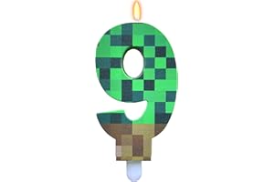 ParPix Pikselowy motyw świeczki urodzinowe, 9, 9 świeczek urodzinowych, liczba 9, 9 świeczek urodzinowych, cyfry 9 numerów, gamingowe piksele, motyw 9 świec