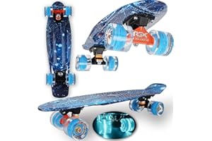 WeLLIFE Monopatín Mini Cruiser Serie RGX Skate 22" 56 cm para niños adolescentes adultos, monopatín con ruedas luminosas PU 78A Cruiser con luces multicolor flash LED rodamientos ABEC-7
