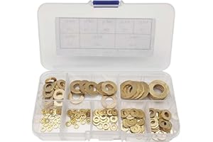 Yeeliv Kit Combiné de Rondelles Plates en Laiton avec Boîte en Plastique, M2/M2.5/M3/M4/M5/M6/M8/M10 (180 pcs)
