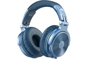 OneOdio ProC Bluetooth Casque sans Fil et Mode Filaire, 110 Heures d'utilisation,Casque Audio avec Micro, Hi-RES Audio,Coussinets en Protéines Douces, Extra Basses, Confortable Léger Pliable bleu ciel