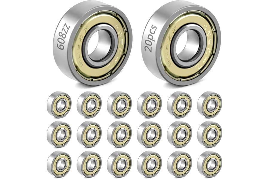 QWORK® 20 Packs 608zz ball bearing, Longboard Roller Skate Bearing, for skateboards, scooters, inline skates, 8mm x 22mm x 7mm