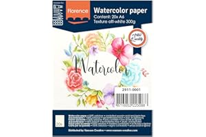 Vaessen Creative 2911-0001 Florence Aquarellpapier A6 in Elfenbein Weiß, aus 300 g/m² Strukturiertem Papier, 20 Blatt für Aquarellmalerei, Handlettering und Brush Lettering, stück