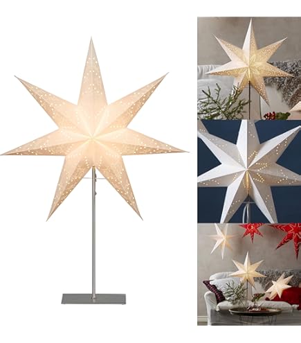 E14 Fassung Papierstern Papierstern 'Sensy Star 54' - Roter Weihnachtsstern Mit 54cm Für Gemütliche Atmosphäre Sensy Star Stern