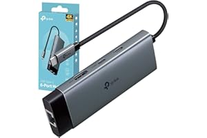 TP-Link UH6120C 6-in-1 USB C Hub, USB C to HDMI Docking Station, 4K 60Hz HDMI Adapter, 2 USB-A Data Ports Dock, 100W Power, USB C 3.0 Multiport Adapter, Aluminum USB Type C Splitter for PC/Xbox/Laptop