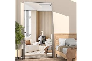 NEUWEABY Full Length Mirror 180x80 cm Floor Mirror Large Black Body Mirrors Rectangle for Bedroom Living Room Standing Hanging or Leaning Against Wall Aluminum Alloy Frame