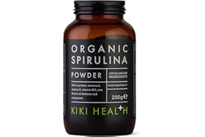 KIKI Health - Organic Spirulina Powder - 100% Pure, Non-GMO, High in Vitamin B12 & Iron - Boosts Energy, Immunity, Detox & Vitality - Rich in Antioxidants & Chlorophyll - 200g