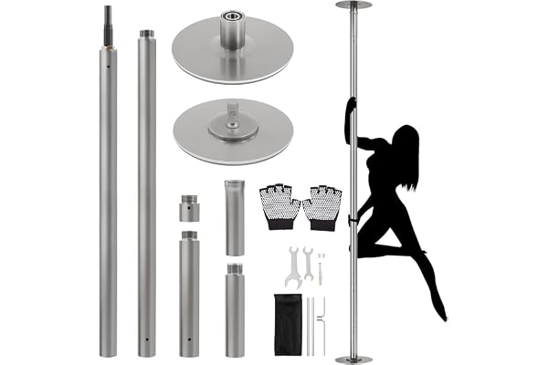 Yaheetech dansstång 45 mm, poldansstång 225 till 274,5 cm justerbar höjd, dansstång statisk eller spinning