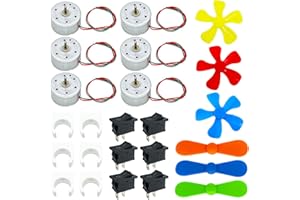 GALDOEP 6 Set Kit Mini Moteur Electrique,1.5V-9V DC motor1500 RPM, mini feuille ventilateur et support de moteur en plastique,interrupteur à bascule, pour expérience de physique éducative bricolage