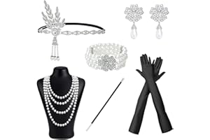NITAIUN 6 Stück 20er Jahren Zubehör Set für Damen, Roaring 20er Themenset, 1920s Flapper Great Gatsby Accessoires, Charleston Accessoires, 20er Jahre Accessoires Kostüm Accessoires Damen