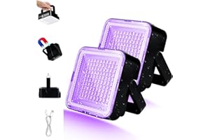 BENSS Led UV Lampe Schwarzlicht 2 Stück, 100 Led Taschenlampe, Wiederaufladbarer 5000Mah Akku Schwarzlichtlampe, 395Nm Schwarzlicht Lampe, Ip65 Bernstein Lampe, Haustierurin-Detektor FüR Hunde/Katzen