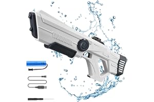 BQSHX The Most Powerful Automatic Electric Water Guns for Adults/Kids, Newest Electric Water Gun Toy, Lithium Battery powered, Auto Water Sucking, Automatic Water Gun for Boys and Girls (White-b)