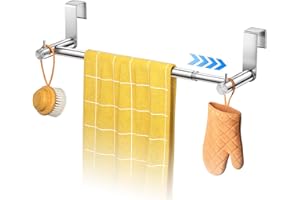 PICKPIFF Toallero de cocina para colgar sin taladrar, toallero de puerta, soporte para paños de cocina, puerta de armario, baño, cajón, paño seco, soporte para ducha para baño y cocina, colgar telescópico,