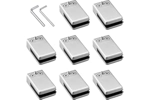 Kamtop 8 Pcs 6mm-8mm Glass Clamps, 304 Stainless Steel Square Glass Clamp, Glass Clip Holder Adjustable Glass Bracket Flat Back for Balustrade Handrail Staircase Stair Railing Glazing, Polished