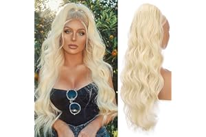 ‎AIKAA aikaa Locken Kordelzug Pferdeschwanz Haarteil Haarverlängerung, Wellige Lockige Pferdeschwanz Verlängerung Synthetisches Haarteil Ponytail Extension für Frauen (60cm, 613# Blonde)
