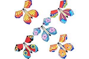 VNDKGN 5 Pcs Flying Butterfly Card Surprise,Butterfly Toy Exploding Birthday Card Flutter Flyers Magic Flying Butterflies,Clockwork Glider Rubber Band Powered for Performance Props Anniversary,Random Color