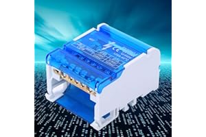 ANGGREK Divisor Trifásico, Divisor Trifásico Caja de Distribución de Terminales Schneider 407 de Cuatro Polos Riel DIN Caja de Empalme Monofásico de Electricidad de 4 Niveles con Cubierta