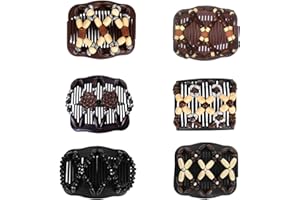 A RAY OF SUNSHINE Afrikanische Haarspange Haarkamm,Magic Hair Comb,Haarkamm Elastisch Perlen,Haarspange Stretch,Magic Beads,Doppel Haarklammer,Magische Haarspange,Perlen Haarkämme (6pcs)