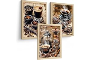 Nacnic Set Med 3 Tavlor Med Kaffetema. Dekorativ Väggkonst För Köket. Rustik Väggposter Med Kaffetema. Kökstavlor. Dekorativ
