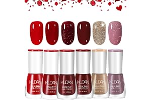 6 st nagellacksset – snabbtorkande och långvarig röd skimrande nagellack – giftfri vattenbaserad färglack, giftfri vattenbase