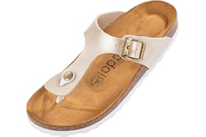 Palado Pantoletten Damen Kos - elegante Zehentrenner Made in Spain - bequeme Sandalen mit Kork-Fußbett - modische Sommerschuhe