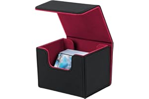‎MCBAZEL Mcbazel Deck-Box für MTG-Karten, Kartendeck-Box für 100+ einhüllige Karten, Kartendeck-Halter für TCG-Karten, PU-Leder-Deck-Box, Aufbewahrungsbox, Schwarz und Rot