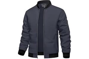 TACVASEN Herren Bomberjacke Leichte Übergangsjacke Fliegerjacken Frühling Herbst Blouson mit Taschen