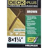 Deck Plus Ahşap Vidalar, Kahverengi Dış Vidalar, 1-1/4" x #8, 1 LB | Epoksi kaplı &ccedil;elik, T25 bitli yıldız tahrik, zemin kapla
