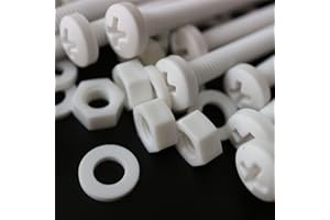 CATERPILLAR RED 20 x Vis à tête cylindrique Polypropylène Blancs (PP) Ecrous et boulons en plastique, M6 x 60mm, Rondelles