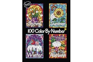 100 Color By Number Spring Summer Autumn Winter (Black Backgrounds): Four Seasons Color By Number Coloring Book for Adults Relaxation