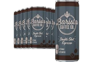 KINBOS Barista Coffee Double Shot Espresso 250ml (12-Pack) | Bold & Energizing Iced Coffee Drink in a Can | Ready-to-Drink Boost Anytime