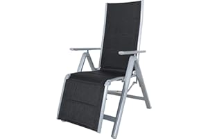 Chicreat 80504 Folding Relax Chair, Aluminium frame, Black/Silver, 69 x 57 x 113 cm