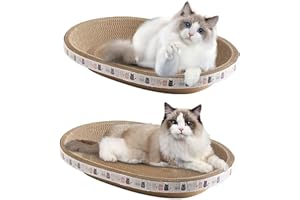 HUJINKAN grattoir Chat Carton, 2 en 1 grattoir Chat Rond Ovale, Lit À Gratter Haute Densité, D'intérieur Grattoirs Meubles en Carton, Salon À Gratter pour Chats D'intérieur Dormant