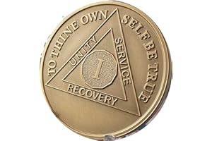 RECOVERYCHIP 1 Year AA Medallion Large 1.5 Inch Heavy Premium Bronze Sobriety Chip