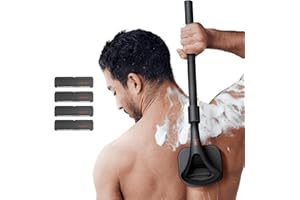FERRISA Back Shavers for Men, Body Hair Trimmer Men Shave Wet or Dry, Hair Trimmer Men DIY with 2 Adjustable Length Handles, Body Groomer Men (8 Replaceable Extra Blades Included)