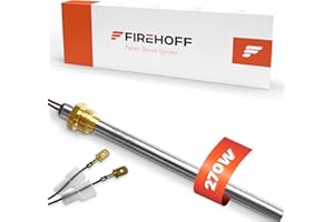 FIREHOFF Bougie d'allumage pour poêle à granules - 270 W, 130/140 mm, diamètre 9,9 mm, filetage 3/8, avec cosses - GARANTIE 2 ans