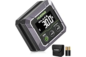 Digital Angle Finder, Huepar Angle Finder Professional Digital Level Box Strong Magnetic Base with VA LCD Display for Table Saw Blade, Woodworking, Bend Pipes Etc.