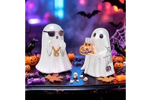 USJOK 2 st Halloween spökdekor söt läskig harts pumpa ornament