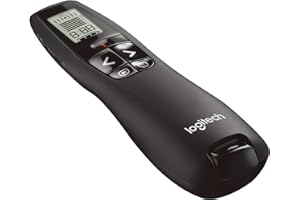 Logitech R700 Télécommande de Présentation, 2,4 GHz avec Nano-Récepteur USB, Pointeur Laser Rouge, Commandes de Diaporama, Portée de 30M, Ecran LCD, 6 Boutons, Compatible avec PC - Noir
