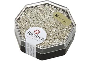 Rayher Pack rocalla Miyuki Delica, 1,6 mm ø, Cuentas Plateadas cilíndricas, 4 g, 14760606
