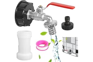 YGKYMVW Robinet Cuve 1000l S60x6 IBC Raccord Robinet, 3/4" Robinet d'Écoulement IBC Robinet Cuve Robinet de Jardin avec Adaptateur en Plastique, Robinet Cuve en Alliage de Zinc pour d'adaptateur de Cuve