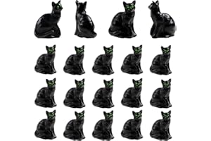 GW Box 20 Pcs Halloween Mini Resin Black Cat Figurines Miniature Cat Ornaments, Ghost Day Horror Gothic Outdoor Home Lawn Decor for Miniature House Halloween Scene Decor