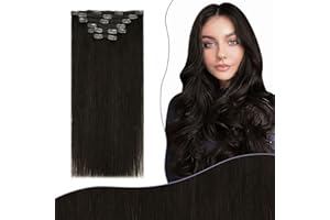 Fshine Extension a clip invisibili in capelli veri, colore marrone scuro, 50 cm, 150 g, 7 pezzi
