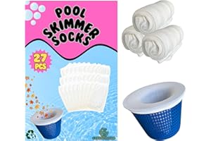 Greenerever Pool Skimmer Filter Socks Pack of 27; Fine Mesh Elastic Net Cover for Skimmer Baskets; Collects Debris, Leaves, Hair, Oil and Dirt; Swimming Pool Maintanence Addition