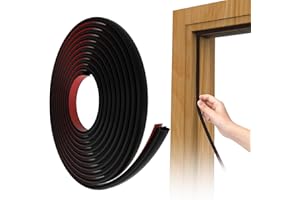 KAYLEINSTER Joint Porte Fenetre Isolation Phonique Port D-Profil,Joint de Porte D'entrée en Caoutchouc Autocollante,Joint de Fenêtre de Voiture,Joint Porte Entree Anti Isolant Froid(6m,Noir)