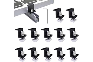 FEADBYT 12 Pezzi Morsetti Terminali Pannello Solare, Staffa Z di Montaggio per Pannelli Solari, 30mm Supporto Modulo Solare in Lega di Alluminio con Dadi e Viti, per Tetto, Camper, Letto, Campeggio, Nero